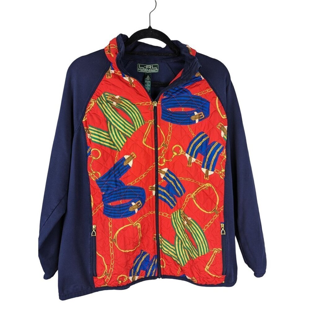 Ralph Lauren Active Equestrian Horse Bit Quilted Jacket Womens 3XL Red